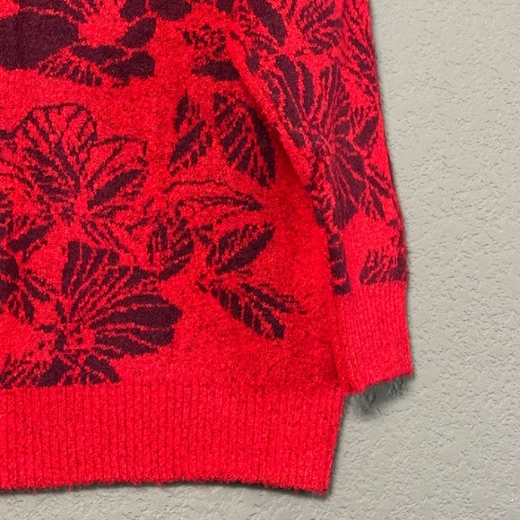 Liz Claiborne Long Sleeve Turtle Neck Sweater Size  XL Red Color  Floral Print - Picture 8 of 10